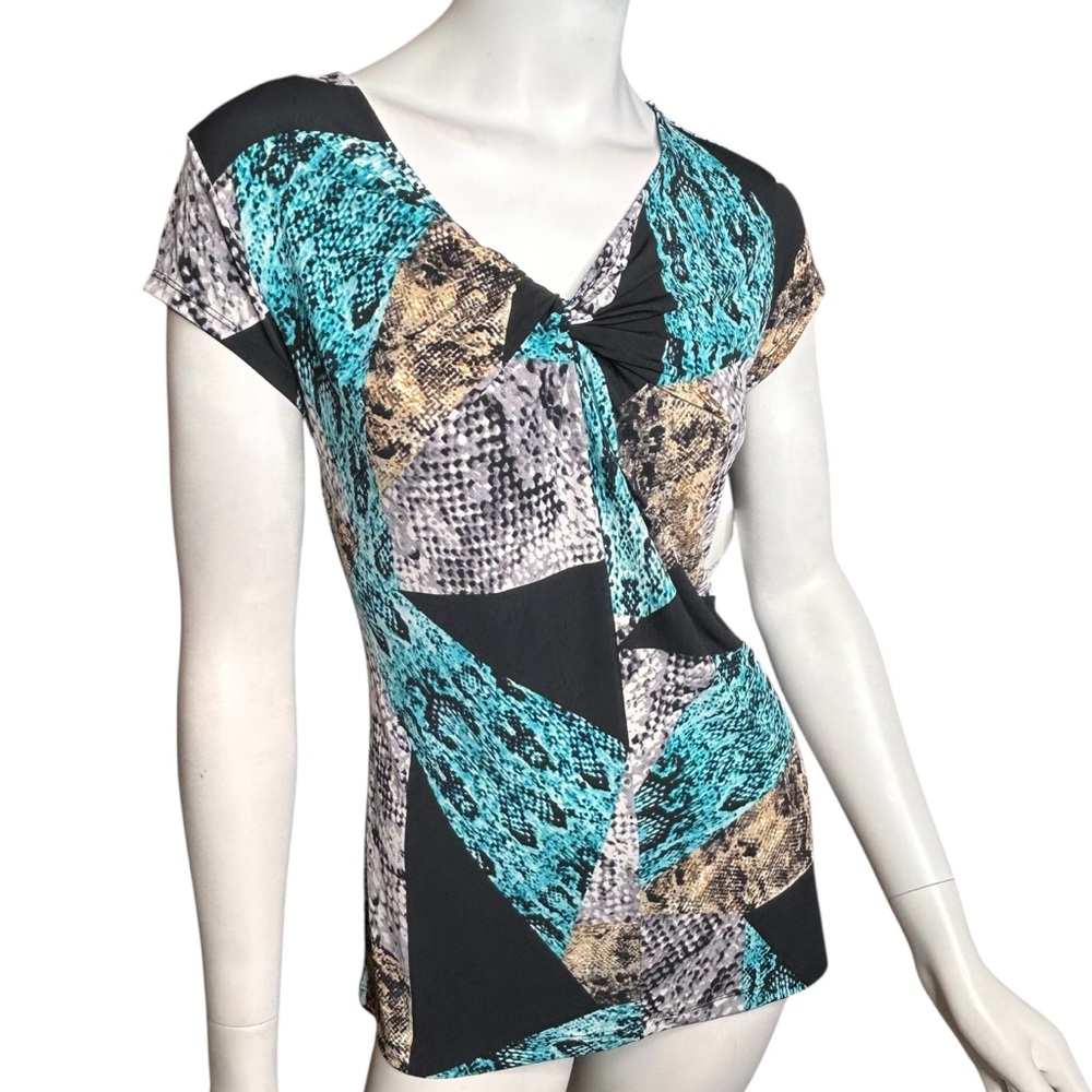 NWT LIZ CLAIBORNE Y2K Women’s Small Snakeskin Knit Top Knot Front Sleeveless